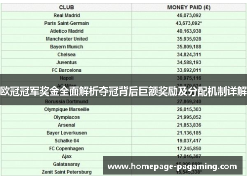 欧冠冠军奖金全面解析夺冠背后巨额奖励及分配机制详解 欧冠冠军奖金全面解析夺冠背后巨额奖励及分配机制详解